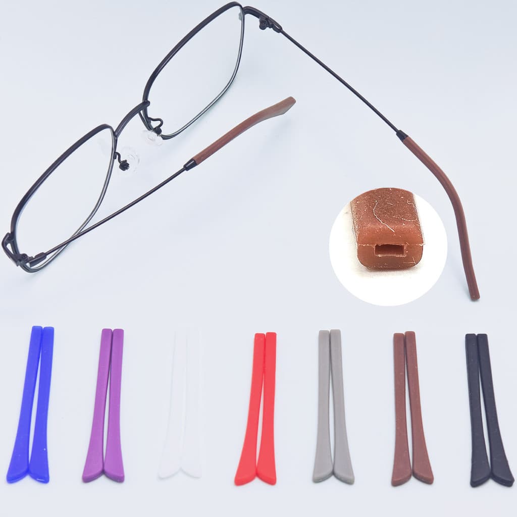 ((Acessórios para óculos) Óculos de sol Buraco plano Buraco quadrado Perna fina Óculos de Silicone Capa para pés Capa pa