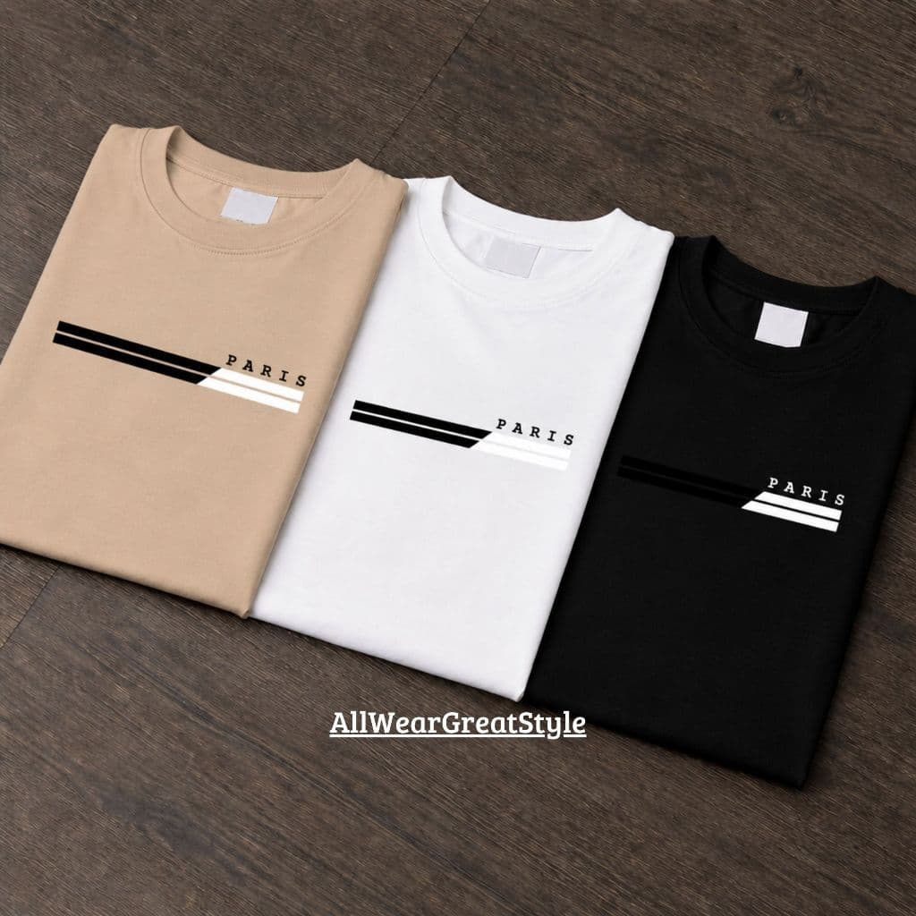 Kit 3 Camisas Masculinas Estampado Paris 100% Algodão Premium Conforto Moda Casual Minimalista