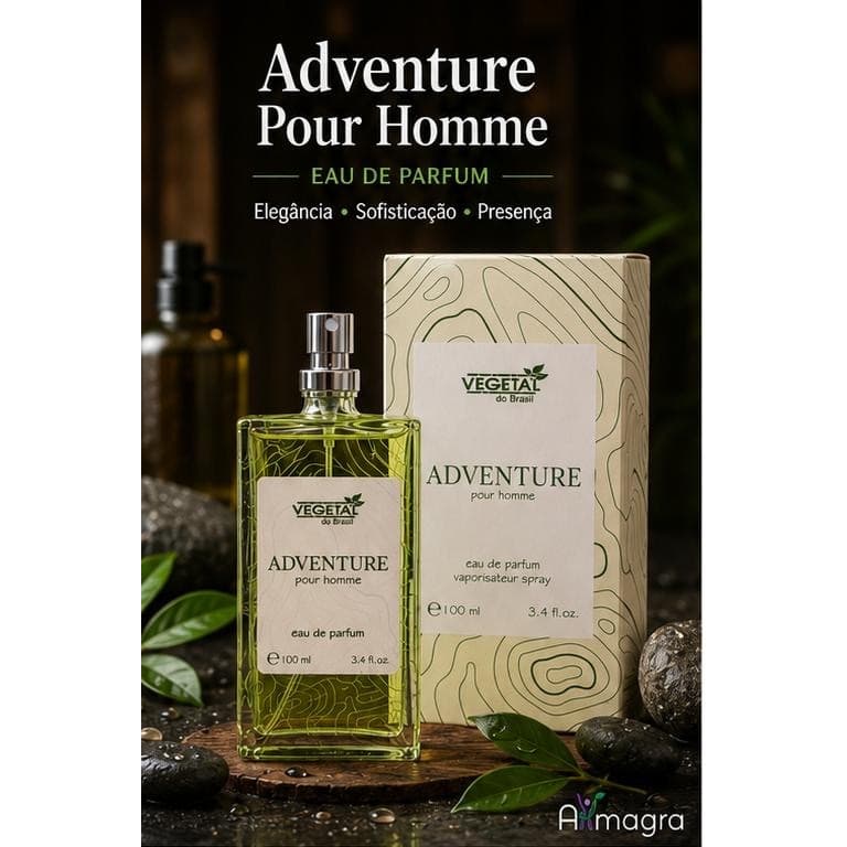 PERFUME ADVENTURE POUR HOMME – VEGETAL DO BRASIL | EAU DE PARFUM | FRAGRÂNCIA MASCULINA | ALTA FIXAÇÃO | 100ML