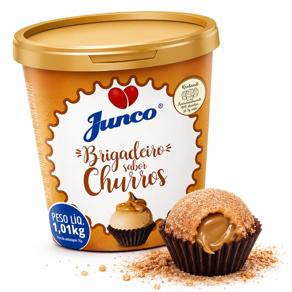 Brigadeiro De Churros Pronto Para Enrolar 1.01 Kg Junco - Faz até 200 docinhos, muito mais rápido e prático