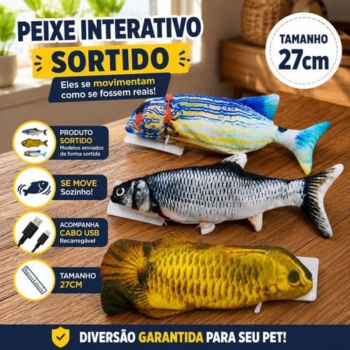 Pelucia Peixe Interativo Movimentacao 26cm Brinquedo Infantil Animal Marinho Sortido