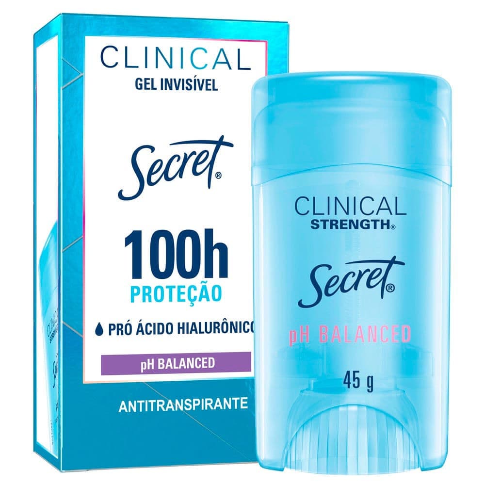 Desodorante Secret Stick Clinical Strength pH Balanced Gel Invisível 100h Proteção 45g