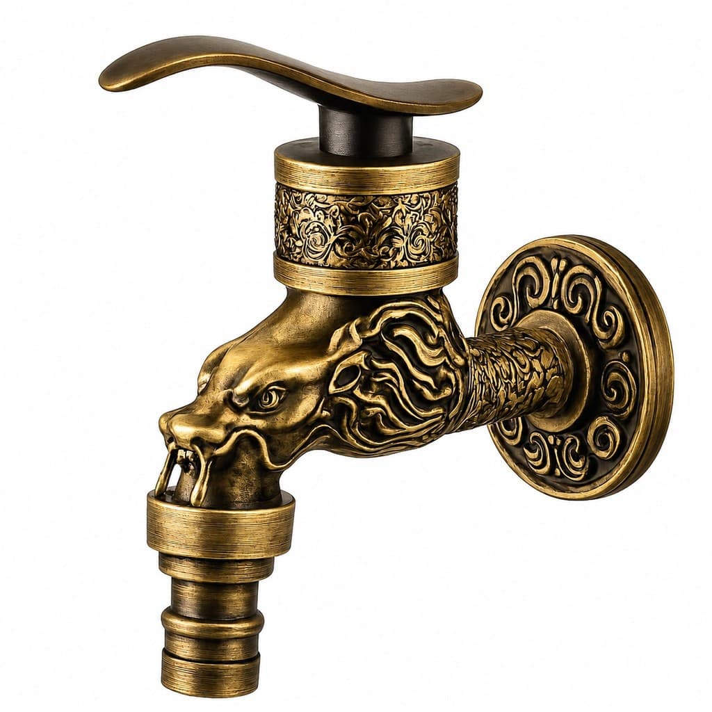 Torneira De Tanque Jardim Varanda Cozinha Designe Dragão Bronze Área Externa Interna  1/2