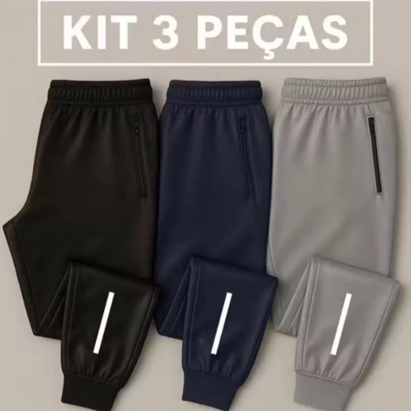 Calça Jogger Preta Masculina Dry Fit Com Fitas Esportiva.