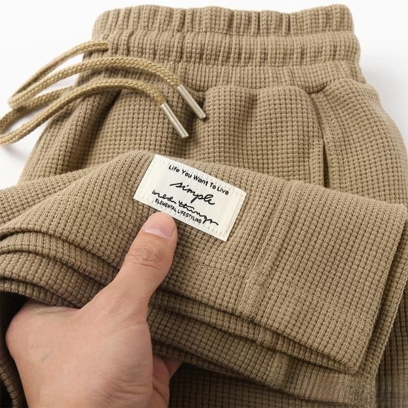 Shorts grossos unissex de verão cáqui Waffle, tamanho grande 150 kg, calças cortadas soltas americanas casuais OICU
