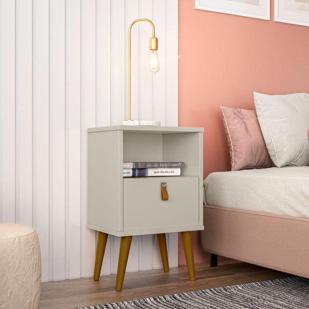 Mesa De Cabeceira Criado Mudo Búzios Off White Para Quarto