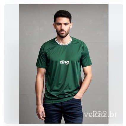 Camiseta masculina verde de manga curta, camiseta masculina branca casual PB09 0UZL