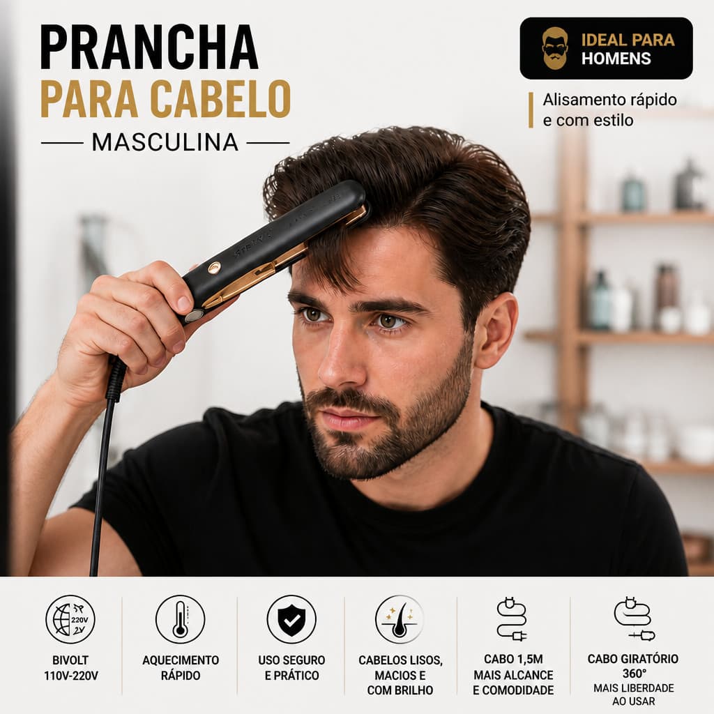 Mini Chapinha Alisadora Para Cabelo Curto Elétrico Bivolt - A686