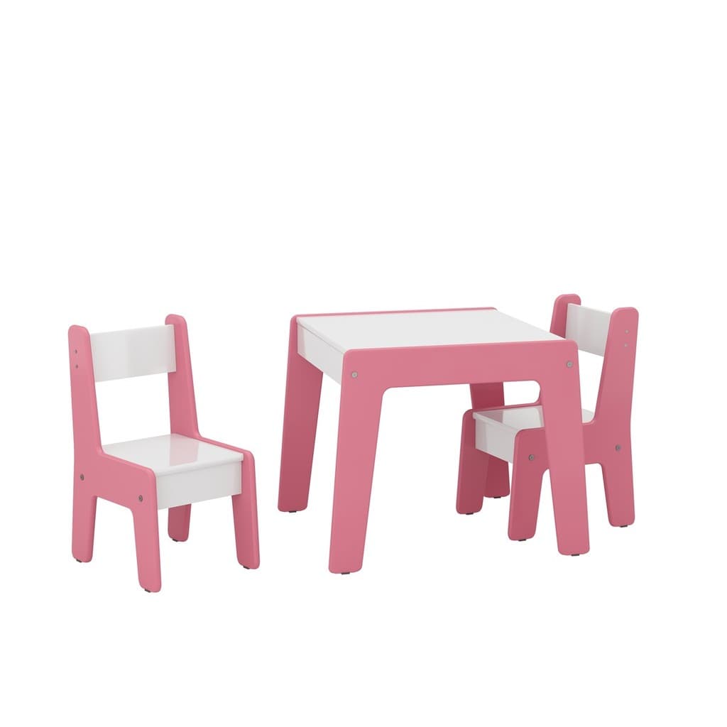 Conjunto Mesa Infantil c/ 2 Cadeiras Diana Branco/Rosa