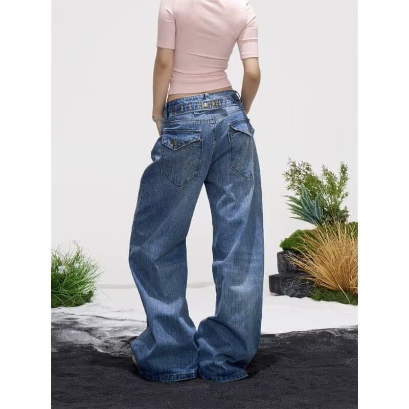 D estilo coreano Design elegante sentido cintura pequena Jeans retos All-Match temperamento mais magro olhar alto reto