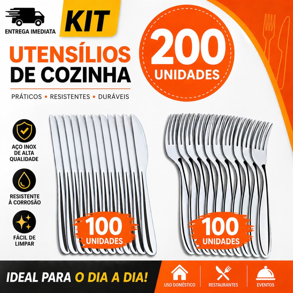 CONJUNTO TALHERES 200/180/150/120 Talheres de Mesa em Aço Inox Resistente