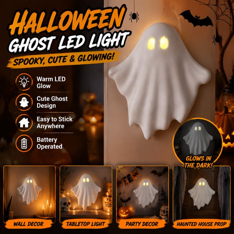 Luzes Fantasmas De Halloween LED , Lâmpadas De Mesa Fofas E Assustadoras Com Decalques Adesivos De Parede Para Festa