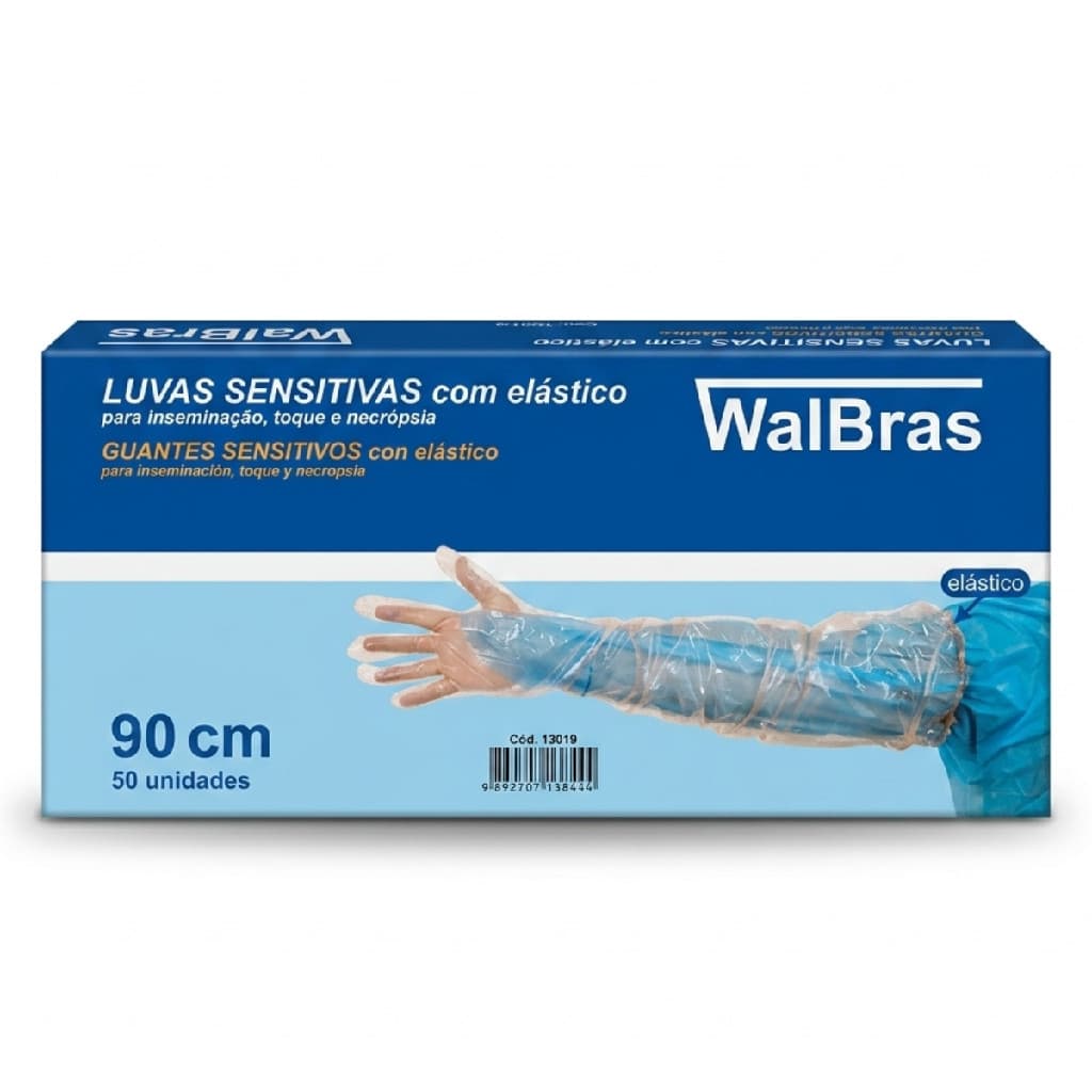Luva Palpação Inseminação Elástico 90cm 50un WalBras