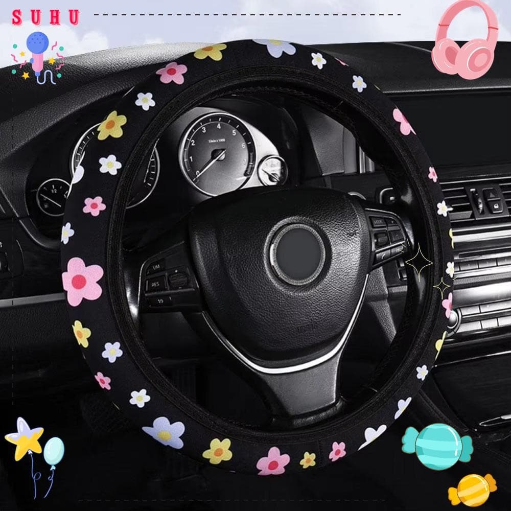 Capa de Volante de Carro Suhu Floral Fresco Elástica Sem Faixa Interna Universal XWXB