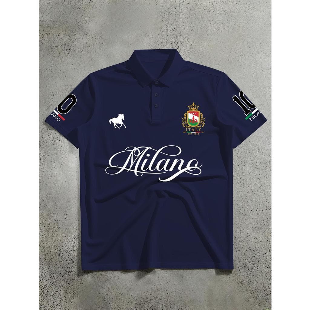 Camisa Pólo Masculina de Manga Curta com Estampa de Emblema de Cultura Urbana e Gola Polo - Estilo High  Casual Adequada