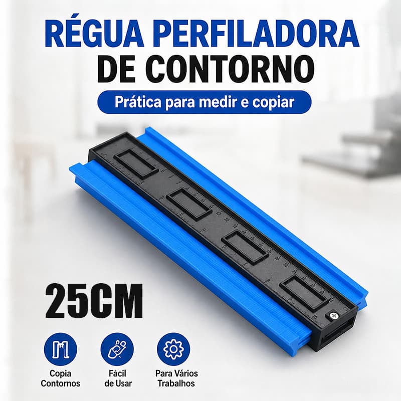 Régua Copiadora De Formas Irregulares Gabarito De Cantos Uso Em Azulejamento Pisos E Montagem Móveis