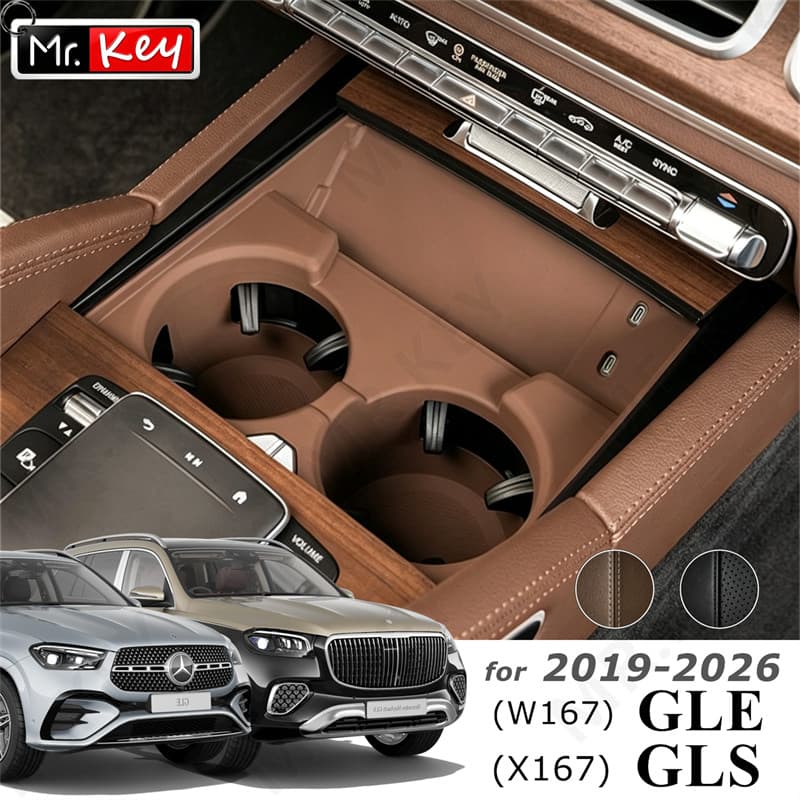 [Mr.Key] Tapete De Bandeja De Armazenamento De Suporte De Copo De Silicone Para Mercedes-Benz GLE (W167)/GLS (X167) 2019