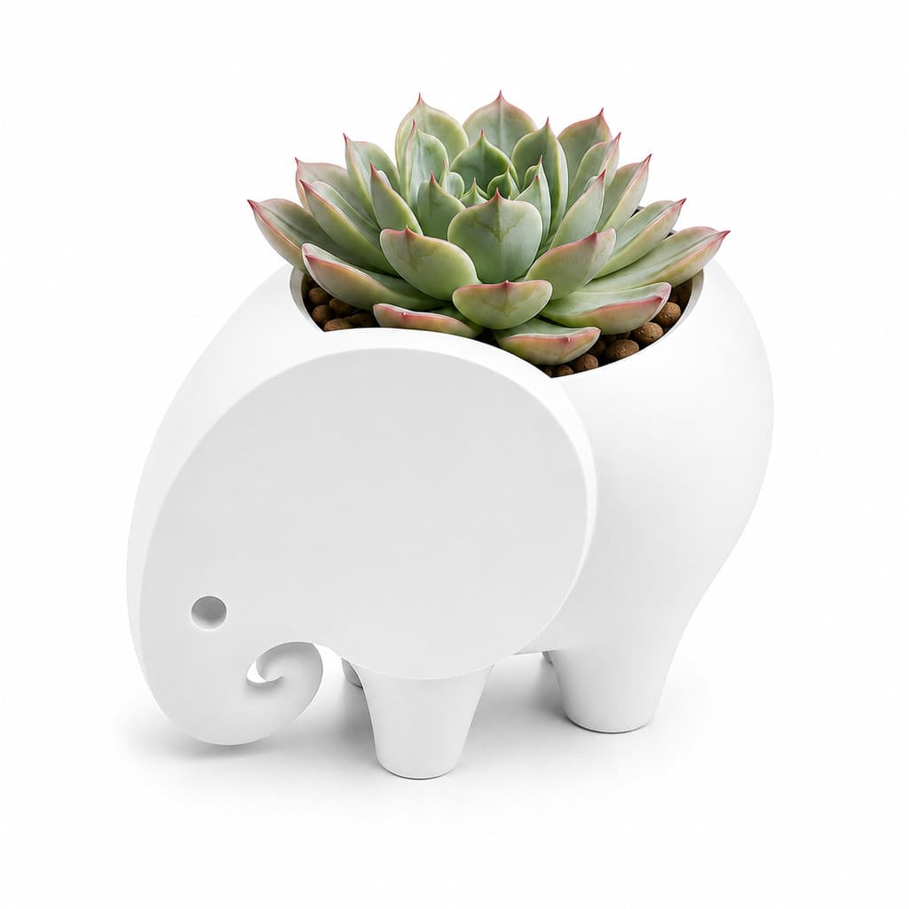 Escultura Decorativa Suculenta e Velas Elefante Minimalista