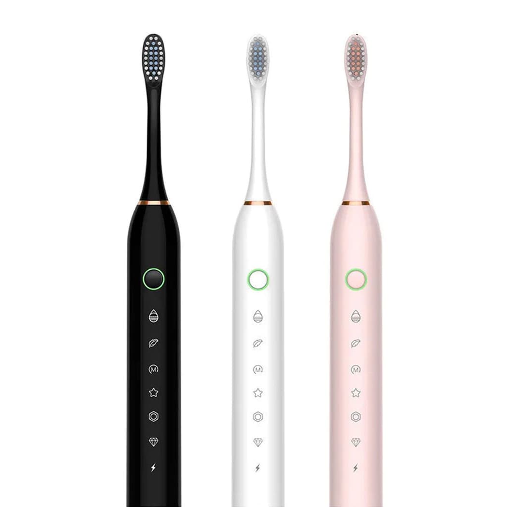 Escova De Dentes Elétrica Sonic X3 Inteligente Recarregável USB + 4 Refis 6 Modos de Limpeza