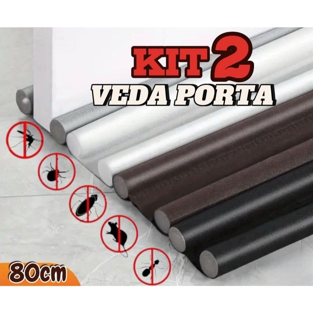 Veda Porta Duplo Impermeável Ajustável 90cm Protetor Contra Poeira Insetos e Vento