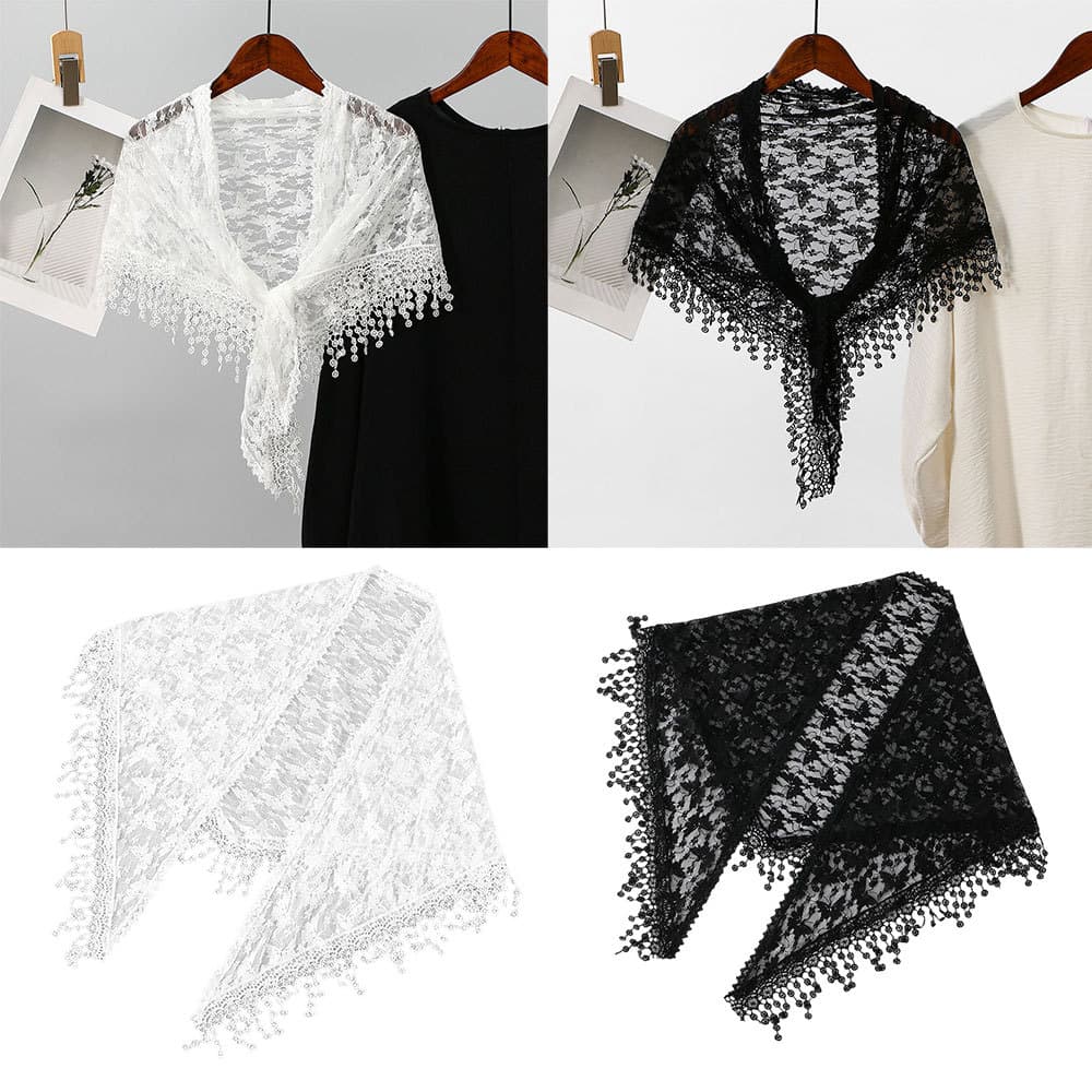 Elegante Oco Renda Floral Triângulo Lenço Borla Bandana Feminino Praia Festa Diária Acessório De Cabelo