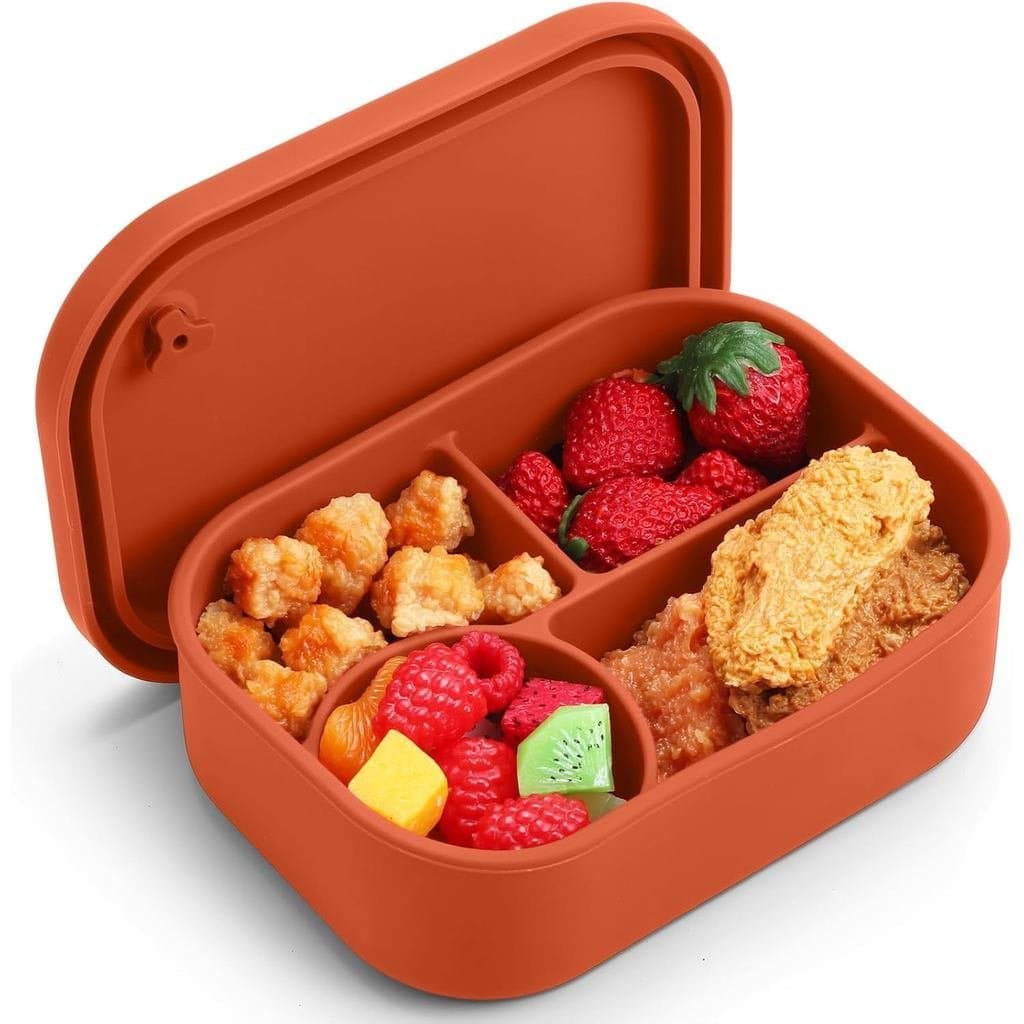 LemonRoad Caixa Bento de Silicone com 4 Compartimentos, Recipiente para Almoço à Prova de Vazamentos de 25 oz para Adult