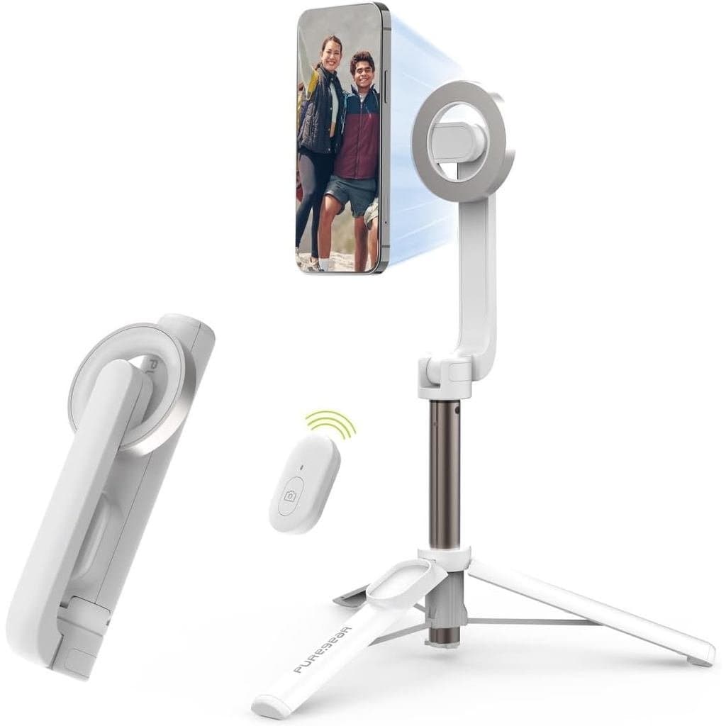 Bastão de Selfie Magnético PureGear com Tripé e Controle Remoto Sem Fio, Compatível com MagSafe para Séries 17/16/15/14/