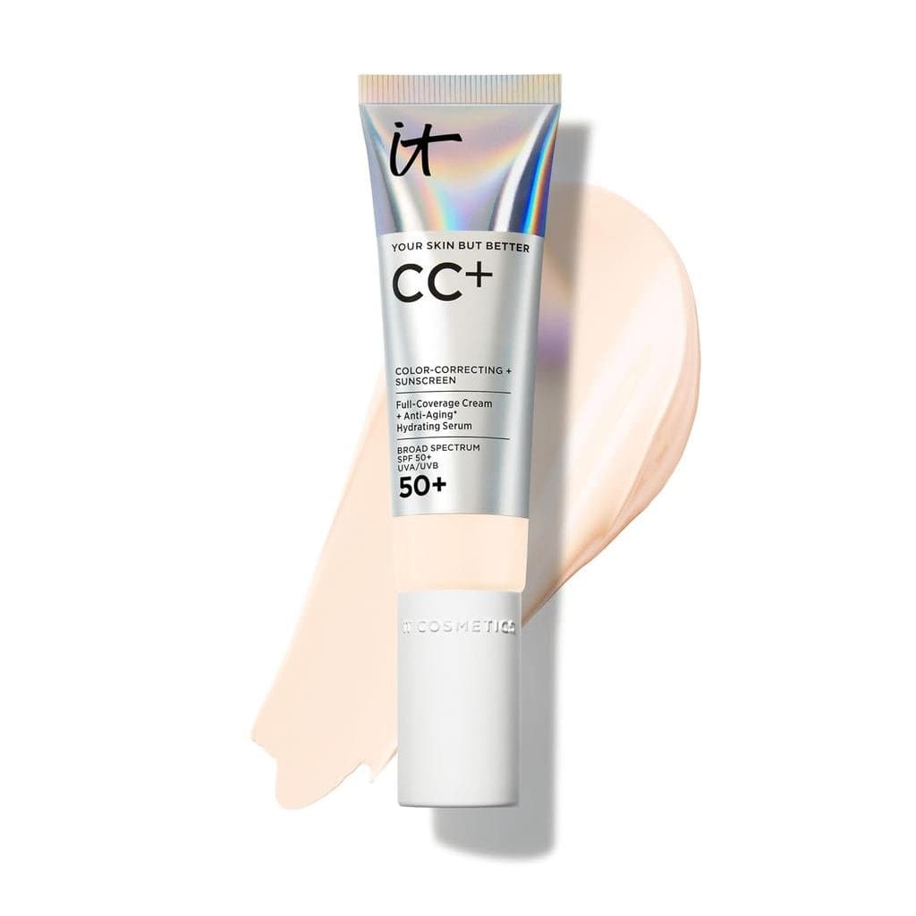 IT Cosmetics CC+ Cream - Base de Cobertura Total Natural com FPS 50+, Corretor de Cor e Sérum Hidratante Antienvelhecime