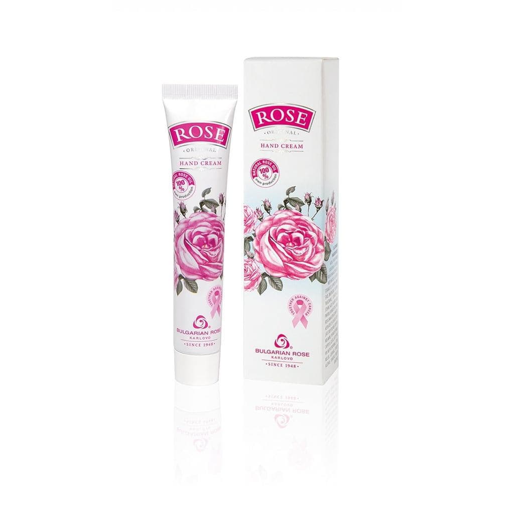 Creme para as mãos com rosa búlgara, contendo óleo de rosa natural, hidrata e revitaliza a pele.