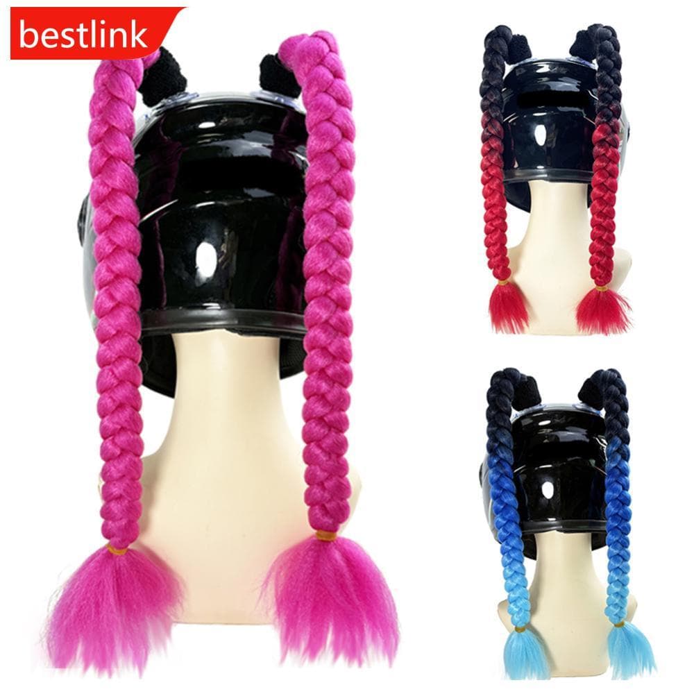 BESTLINK 2 Pçs Capacete Da Motocicleta Dupla Trança Tranças Decoração Mulher Peruca Para Capacetes De Moto Torção Rabo D