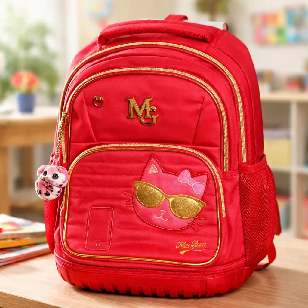 Mochila De Rodinhas Infantil Mia Glam Vermelha C/chaveiro