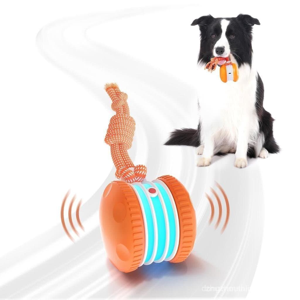 Bola Interativa para Cães QGI, Brinquedo Elétrico Automático com Movimento Aleatório e Rolamento com Corda para Cães Peq
