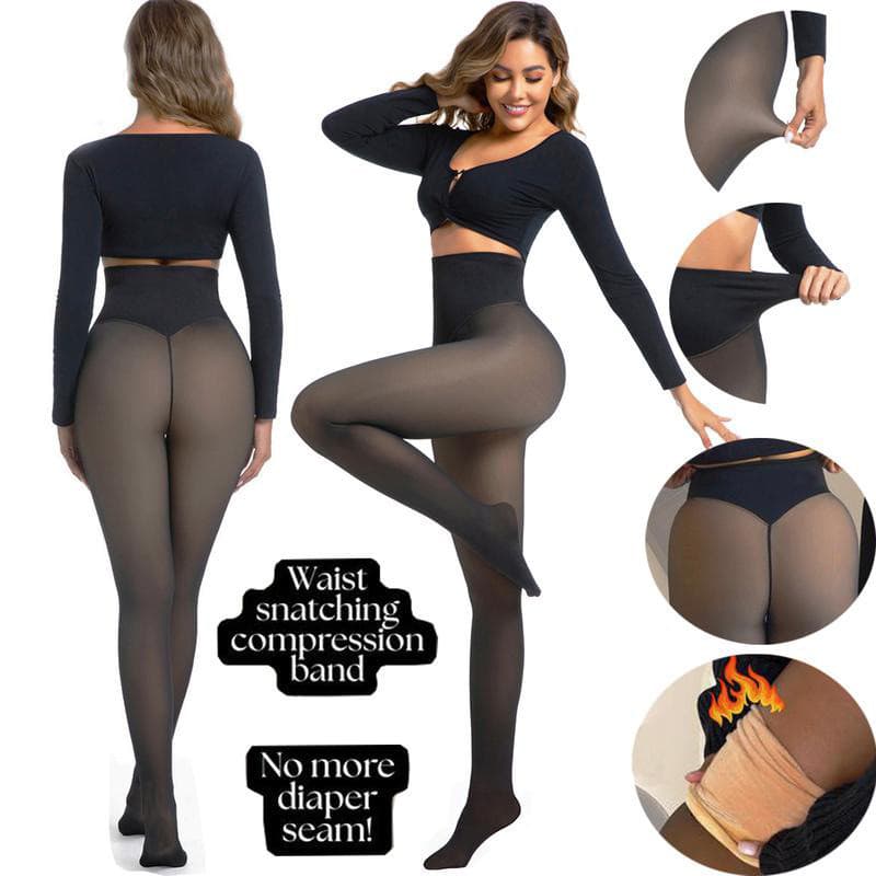 leggings Translúcidas Pretas De Tamanho Grande , Além De Gordura E Espessamento De Veludo , Falsas De Uma Peça , Outono