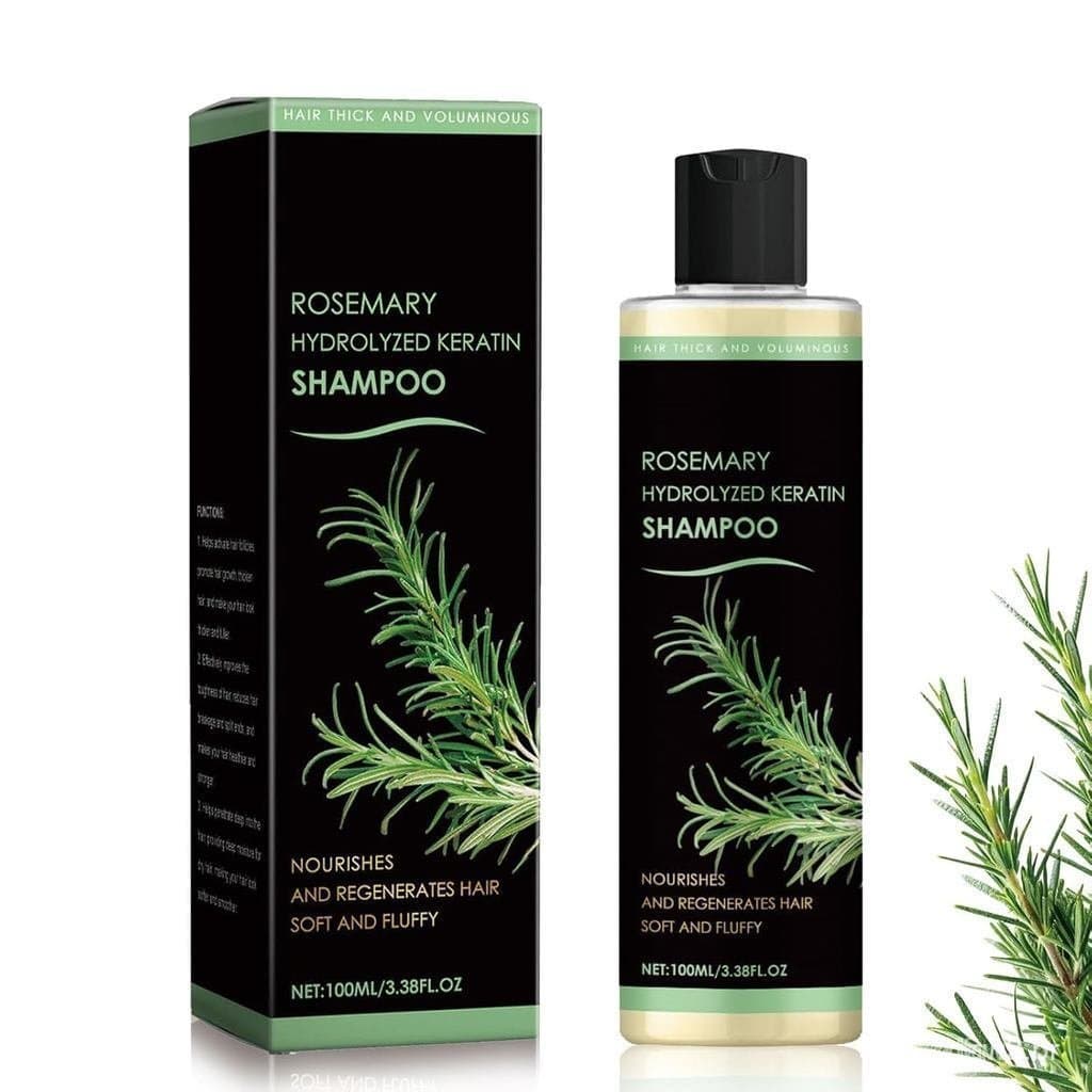 Shampoo Orgânico de Alecrim para Cuidado Capilar com Queratina Hidrolisada - Reduz a Queda de Cabelo, Engrossa e Fortale