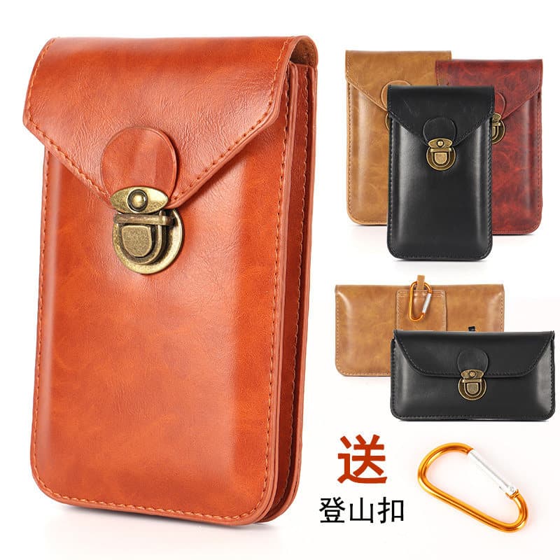 Bolsa para celular repelente de água de trabalho Casual de couro duplo