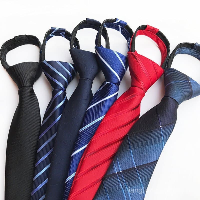 Gravata masculina de negócios de 8cm, gravata com zíper, gravata sem amarrar para pessoas preguiçosas, acessório de esti