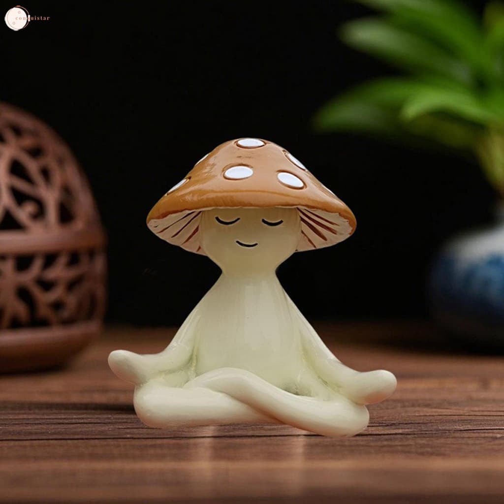 Modelo de Cogumelo Meditando, Estátua Exclusiva para Jardim, Ornamento de Paisagem Externa para Decoração de Casa