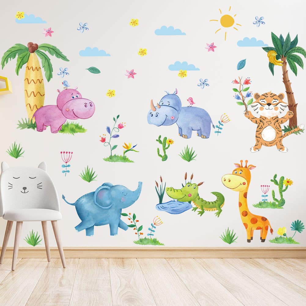 Papel de parede bonito dos desenhos animados Animal parque papel de parede do quarto das crianças do bebê papel de pared