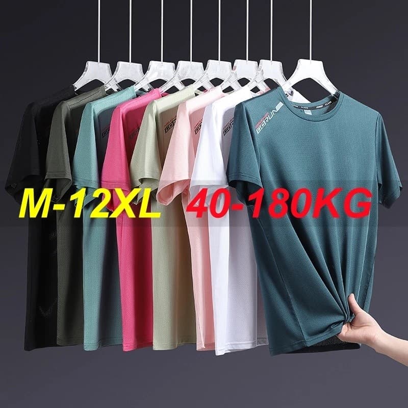 Camisetas Masculinas Plus Size Casuais Estampadas de Spandex com Gola Redonda e Manga Curta