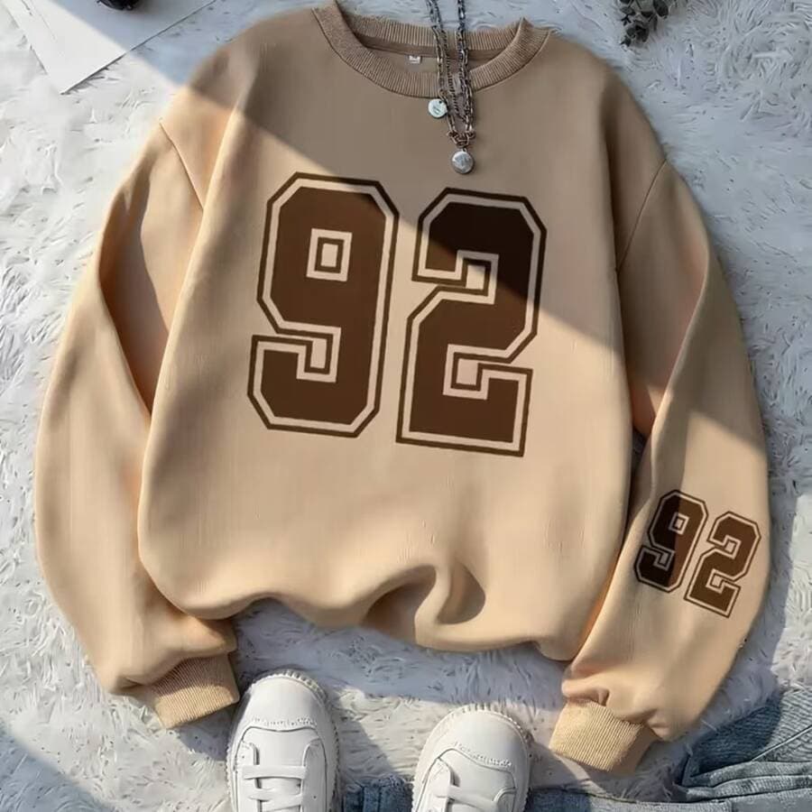 Blusa de Frio Gola Careca Estampa Número 92 1041 Moletom Flanelado Quentinho Sem Capuz Tecido Premium