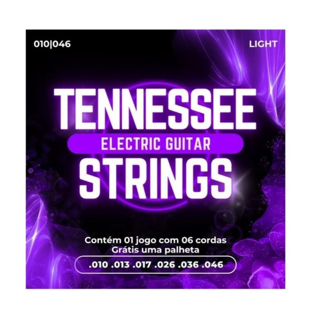 ENCORDOAMENTO P/ GUITARRA 010 LEVE TENNESSEE + 1 PALHETA
