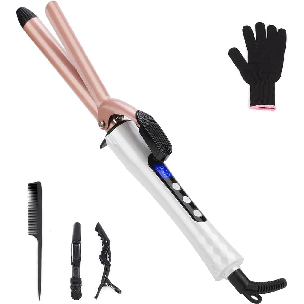 Modelador de cachos de 19mm, modelador de cachos com clipe, cria ondas naturais, aquecimento uniforme, display em L, 130