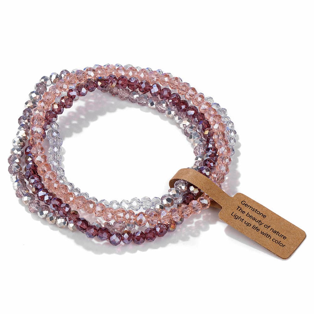 Pulseira de quatro peças de vidro banhado a cores feminina retrô Fashion amigo conjunto de presente pulseira