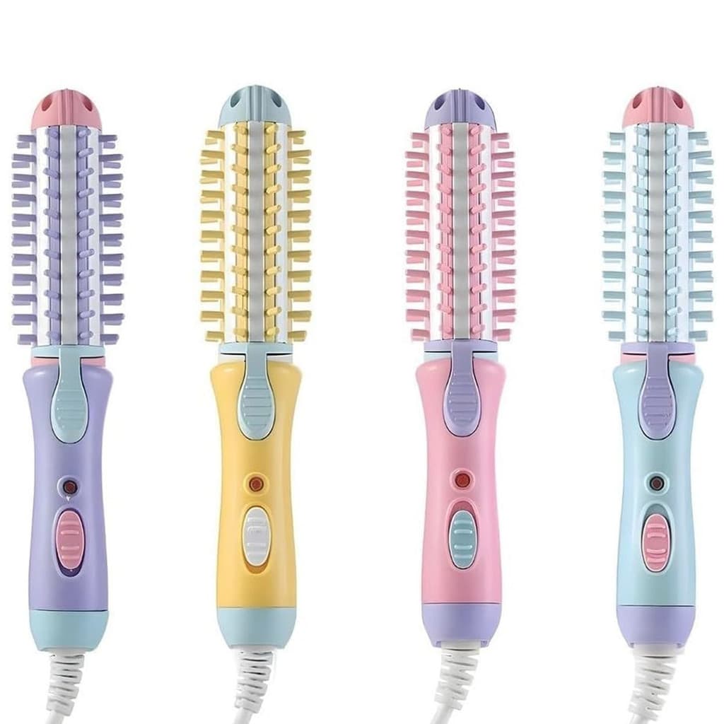 Mini Escova Enrola Alisa Cabelo 2 em 1 Prancha Chapinha Babyliss Liso Cacheados Cachos Compacta Viagem Bolsa