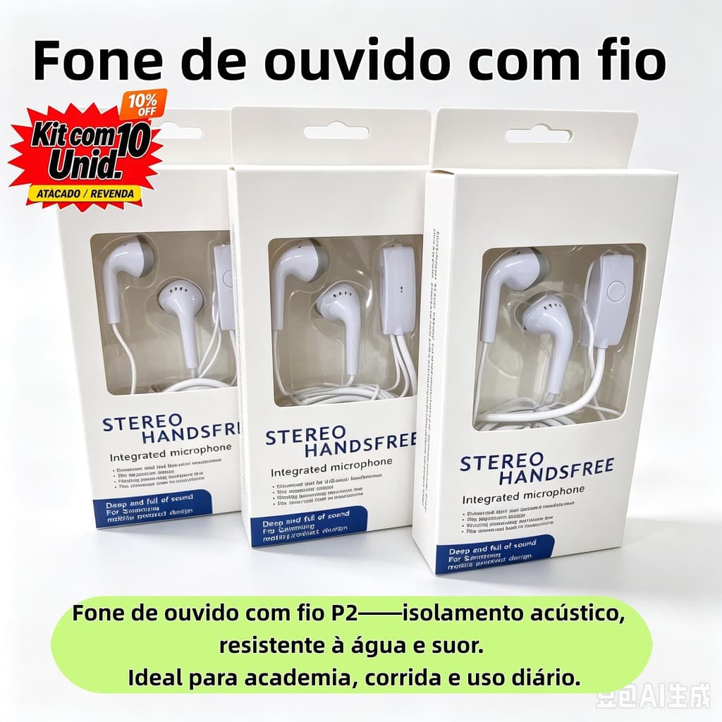 Atacado Kit 3/5/10 Fone H330 P2 HiFi Microfone|Resistente Água Suor Intra-auricula Isolamento Acústico Revenda Presente