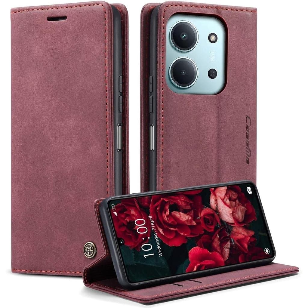 Capa para Celular para Redmi 15C [Com 2 Peças de Vidro Temperado Protetor] [Couro PU Premium] [Compartimento para Cartão