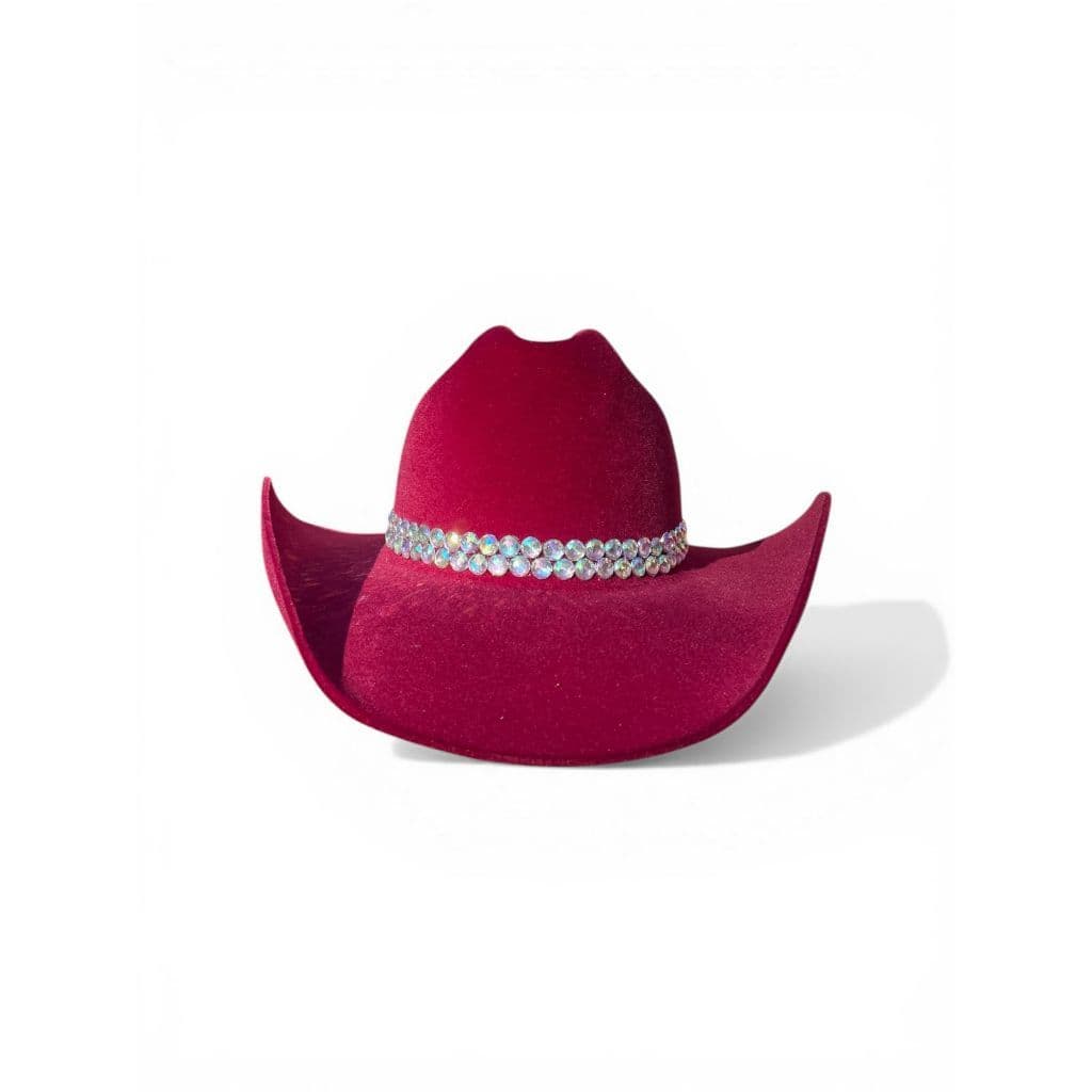Chapéu Country Americano Vinho Bordo Texas Feminino Personalizado Strass Pedrarias Rodeio