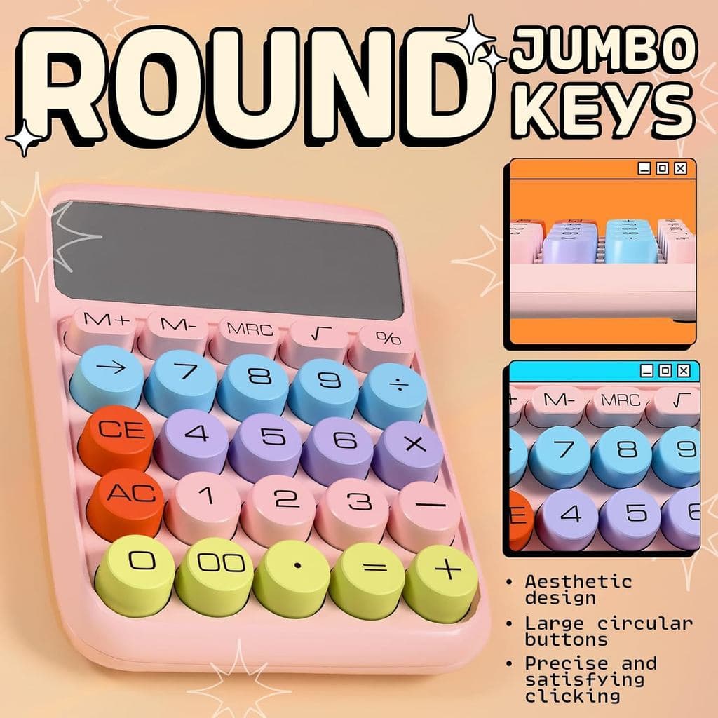 Calculadora Redonda Gradiente Pastel – De Mesa Portátil Fofa , Estilo Teclado Mecânico , Ideal Para Estudantes E Escritó