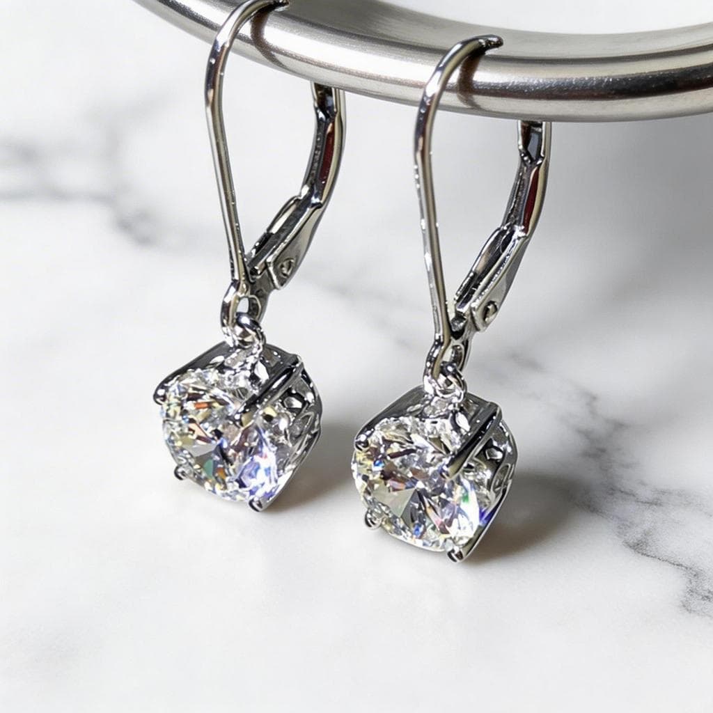 Brincos De Gota De Zircônia De Quatro Pontas , Prata Femininos , Acessórios Elegantes , Presente