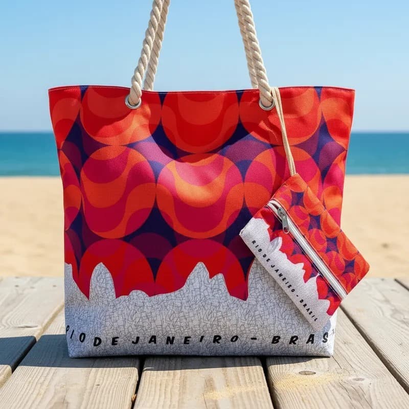 Bolsa de praia feminina estampada com carteira hills bola